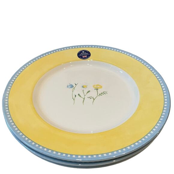 Royal Stafford Porcelain Dinner Plates 11in Yellow Spring Floral Set of 4 NEW - Picture 10 of 10